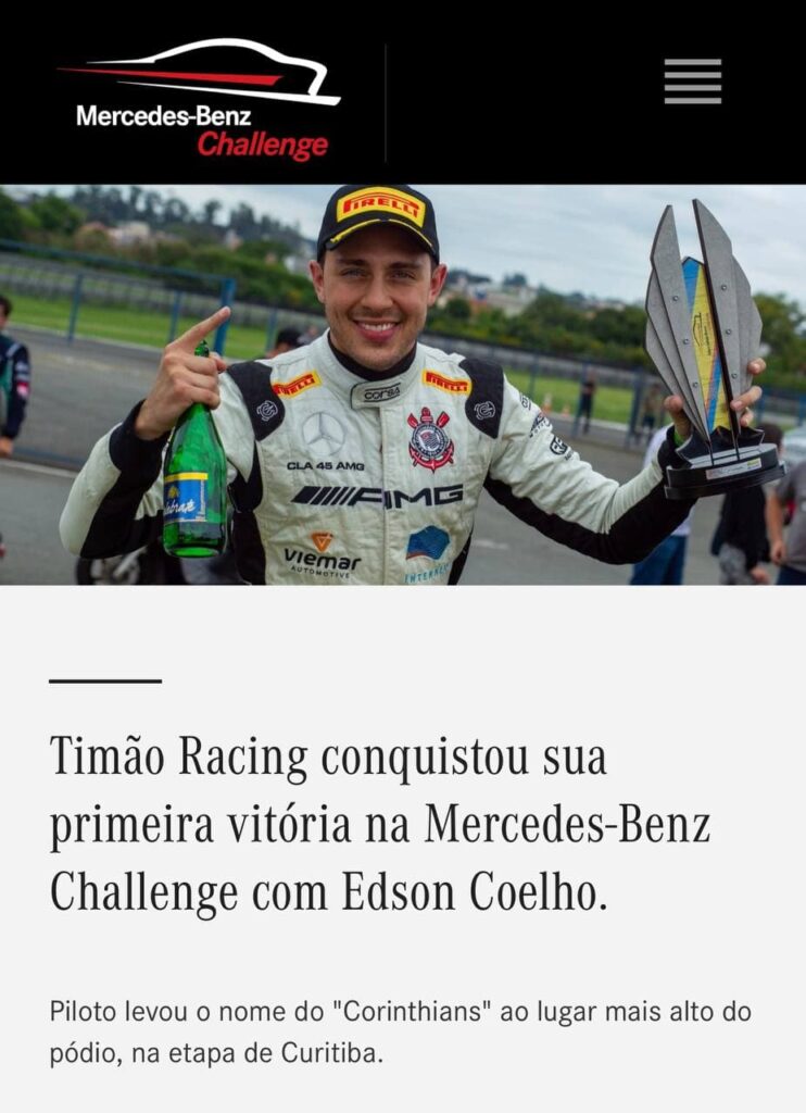Timão Racing conquistou sua primeira vitória na Mercedes-Benz Challenge com Edson Coelho